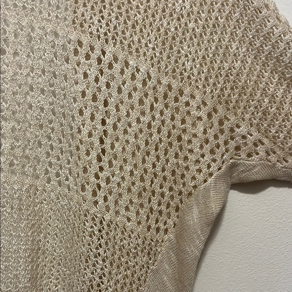 Cream Open-Knit Cardigan Short Sleeve - Picture 5 of 5